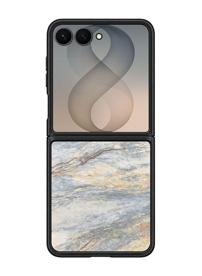 Stylizedd Rugged Case for Samsung Galaxy Z Flip8- Slim Fit Hybrid Rubber Cover Marble Print Grey Classic