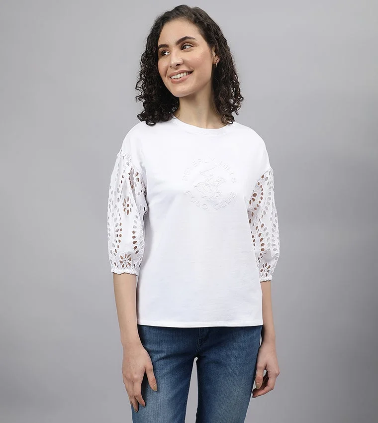 Round Neck Self-Design Top