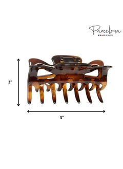 Parcelona French Classic Shaded Tortoise Shell Brown 3" Covered Spring Celluloid Made In France Jaw Claw Hair Clip Clutcher Clamp For Women And Girls  - Image 5