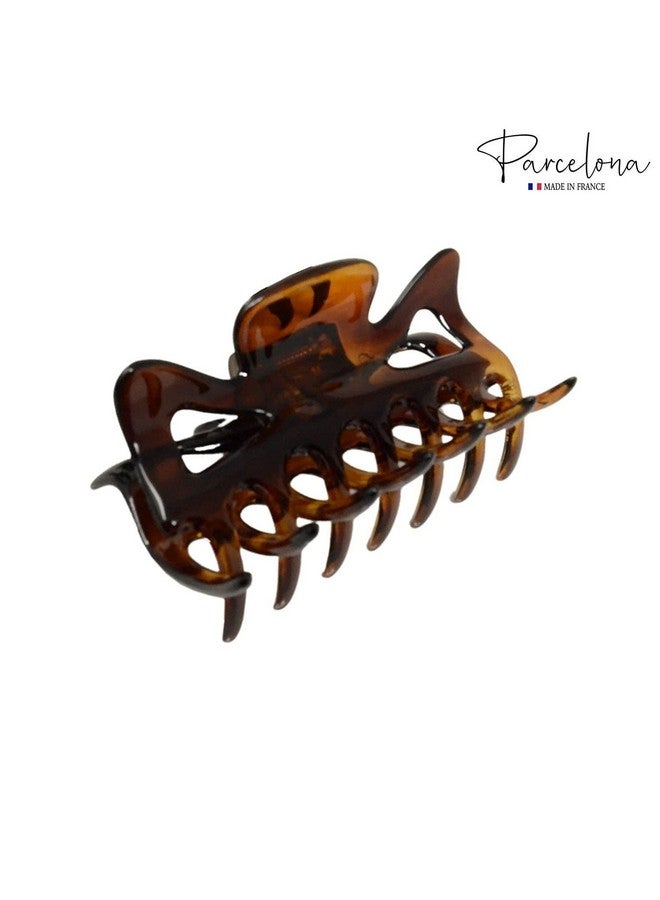 Parcelona French Classic Shaded Tortoise Shell Brown 3" Covered Spring Celluloid Made In France Jaw Claw Hair Clip Clutcher Clamp For Women And Girls - Image 4