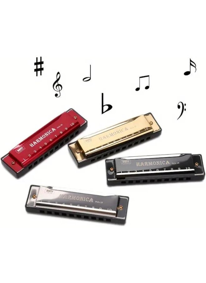 Megarya - MegArya 10 Holes Harmonica Musical Instrument Beginner Gift Copper Core Resin Harmonica (Gold) - Image 1