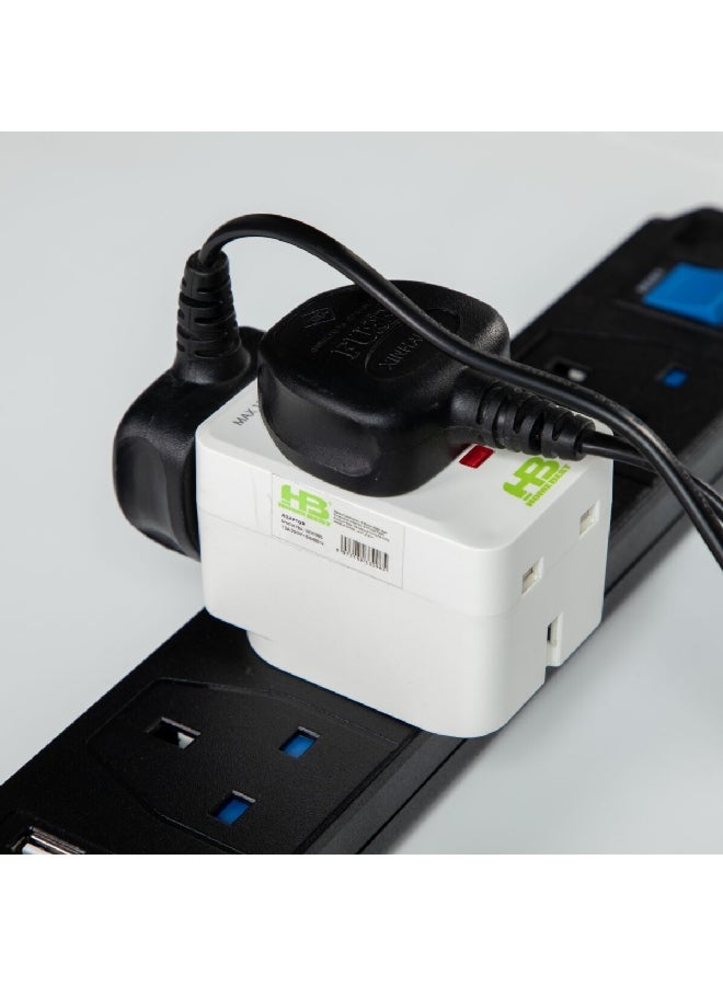 هوم بيست محول بريطاني من النوع العالي الأداء بثلاثة منافذ وشدة تيار 13 أمبير وباللون الأبيض SD009L - Image 4