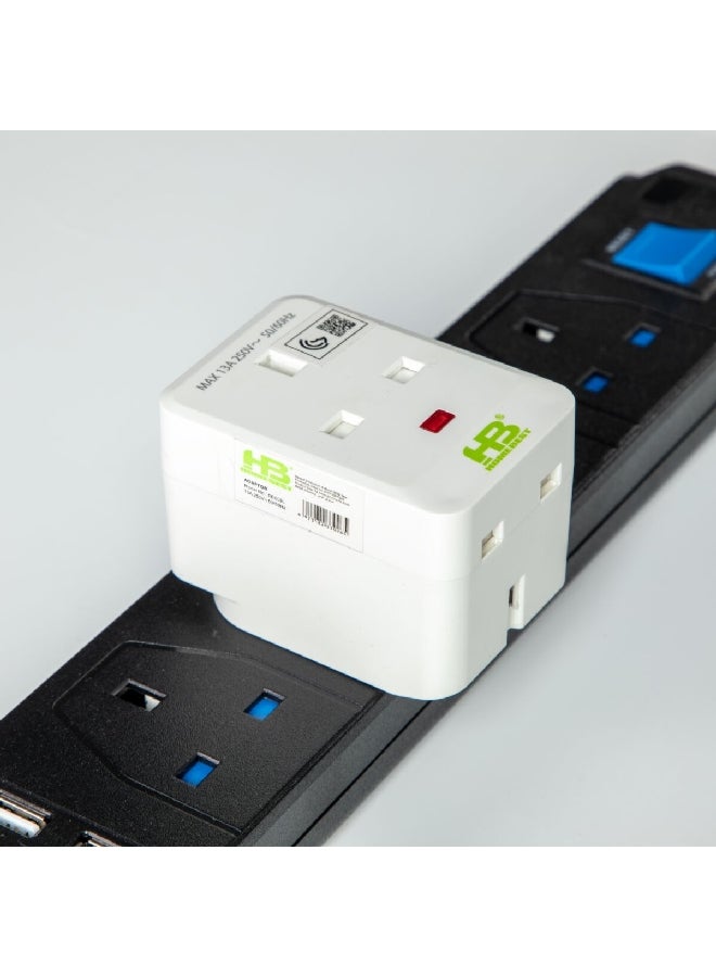 هوم بيست محول بريطاني من النوع العالي الأداء بثلاثة منافذ وشدة تيار 13 أمبير وباللون الأبيض SD009L - Image 3