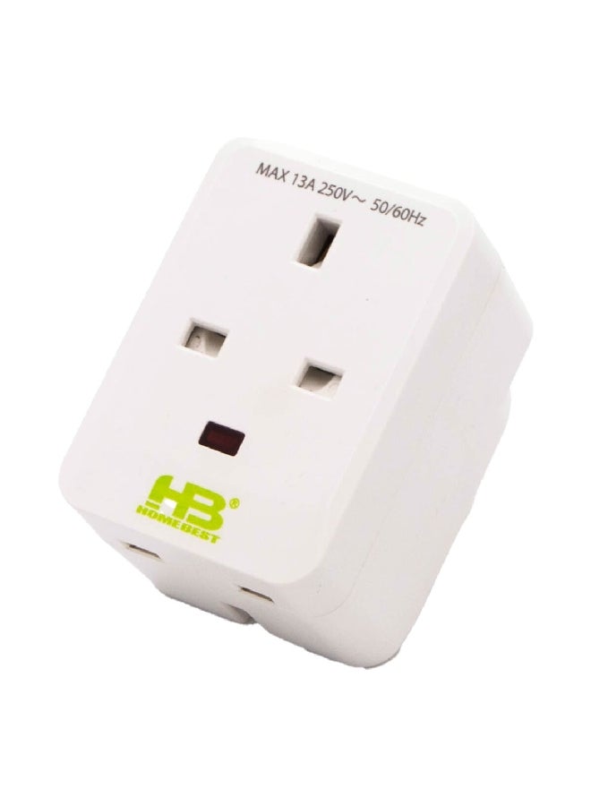 هوم بيست محول بريطاني من النوع العالي الأداء بثلاثة منافذ وشدة تيار 13 أمبير وباللون الأبيض SD009L - Image 1