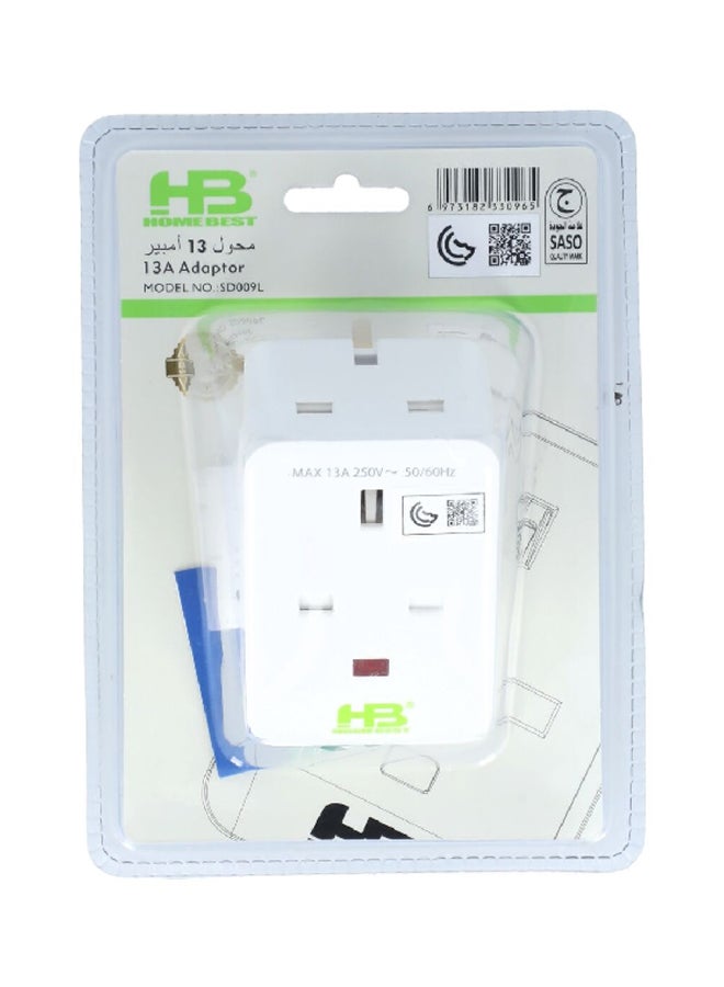 هوم بيست محول بريطاني من النوع العالي الأداء بثلاثة منافذ وشدة تيار 13 أمبير وباللون الأبيض SD009L - Image 2