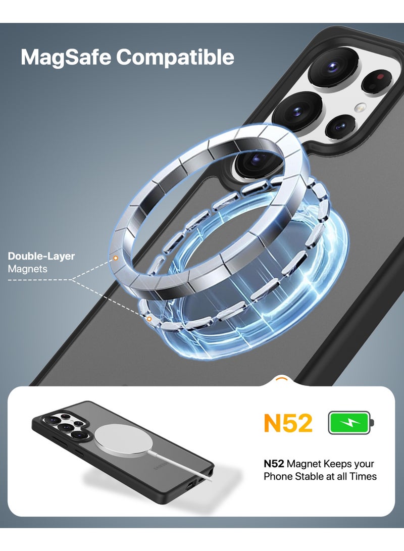 INFINYTY Samsung S25 Ultra Frosted Case - Gleam (Black) Matte Back, Wireless Charging Compatible, Mil-Grade Drop Protection, Translucent Frosted Back, Air Cushion Corners, Soft-Touch Finish, Scratch-Resistant, Hybrid Cover - Image 3