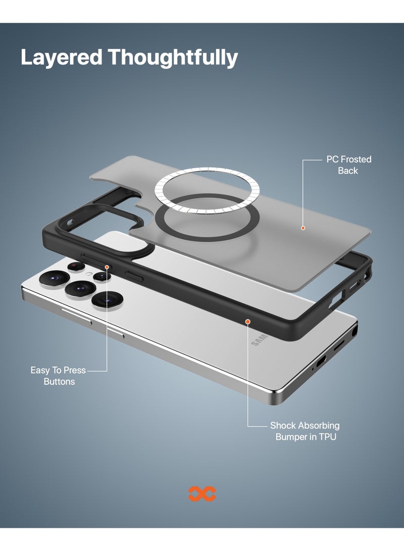 INFINYTY Samsung S25 Ultra Frosted Case - Gleam (Black) Matte Back, Wireless Charging Compatible, Mil-Grade Drop Protection, Translucent Frosted Back, Air Cushion Corners, Soft-Touch Finish, Scratch-Resistant, Hybrid Cover - Image 4