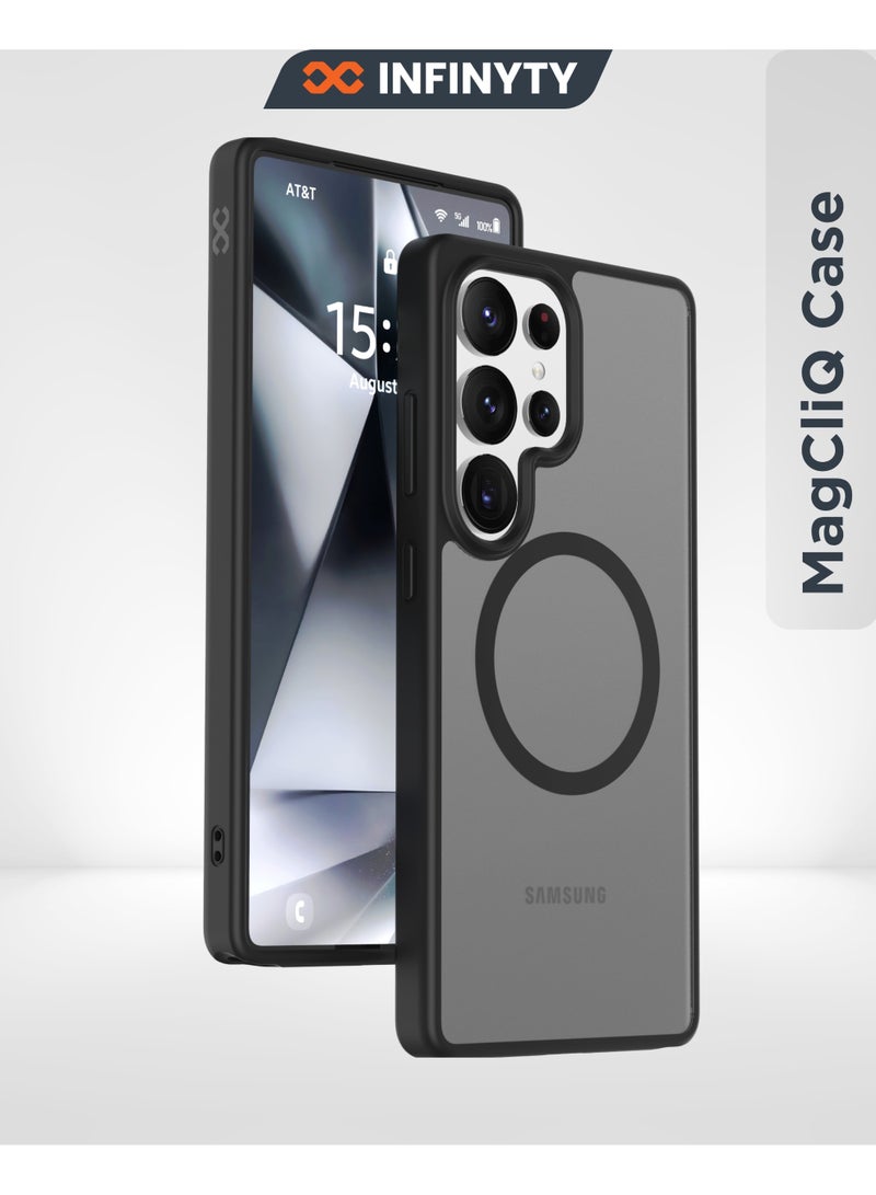 INFINYTY Samsung S25 Ultra Frosted Case - Gleam (Black) Matte Back, Wireless Charging Compatible, Mil-Grade Drop Protection, Translucent Frosted Back, Air Cushion Corners, Soft-Touch Finish, Scratch-Resistant, Hybrid Cover - Image 1