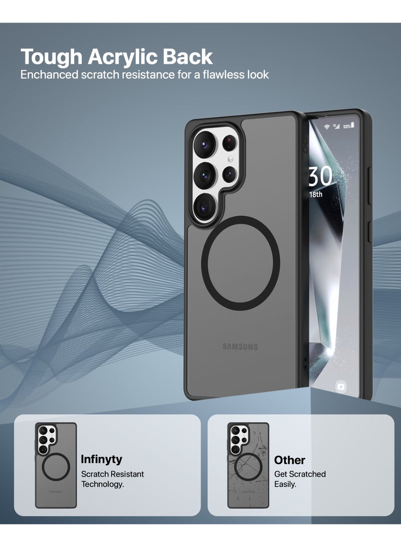 INFINYTY Samsung S25 Ultra Frosted Case - Gleam (Black) Matte Back, Wireless Charging Compatible, Mil-Grade Drop Protection, Translucent Frosted Back, Air Cushion Corners, Soft-Touch Finish, Scratch-Resistant, Hybrid Cover - Image 2
