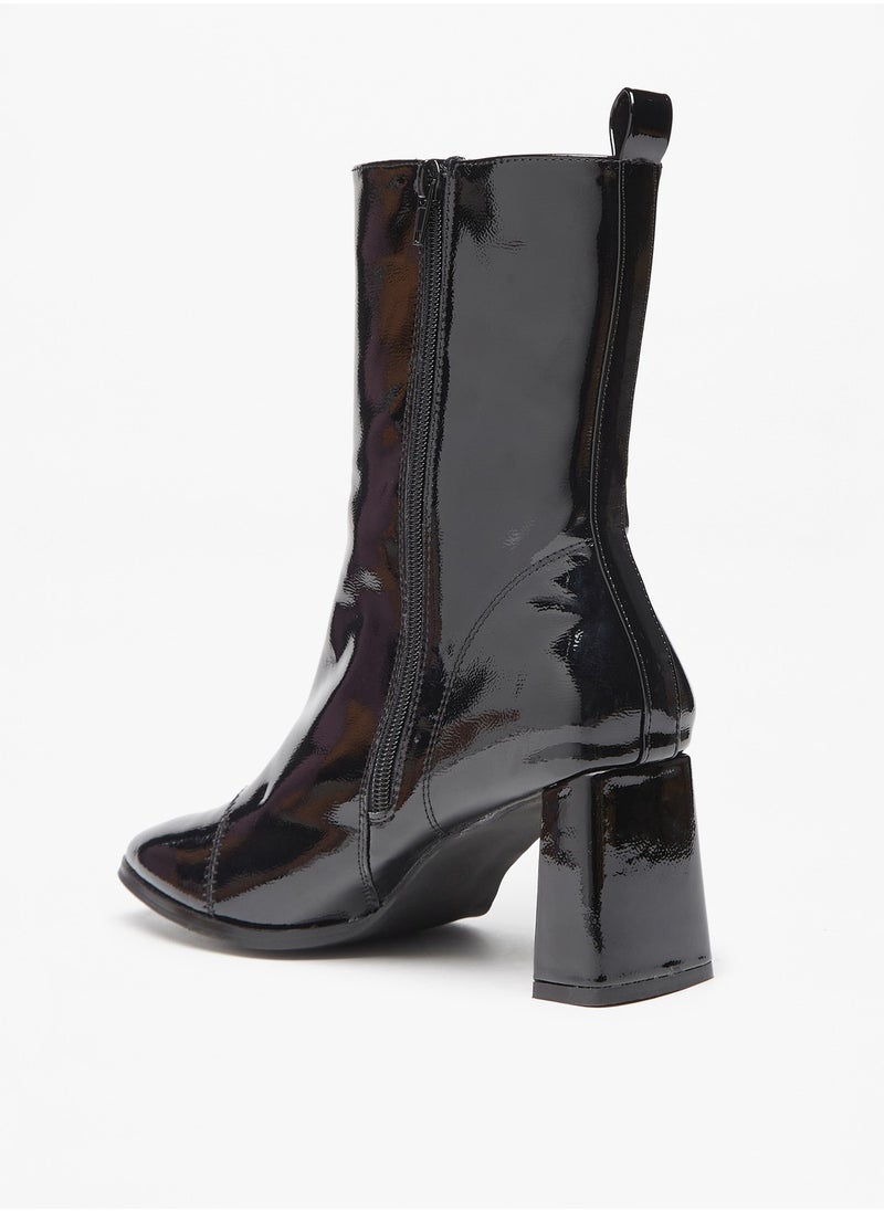 Flora Bella By Shoexpress - Women Solid Boots with Block Heels and Zip Closure - Image 1