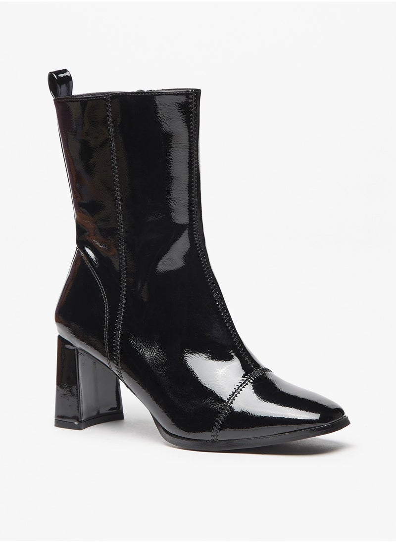 Flora Bella By Shoexpress - Women Solid Boots with Block Heels and Zip Closure - Image 1