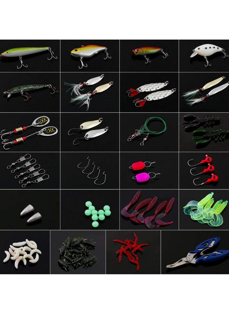 CMGTYYD - 120 PCS Fishing Lures Mixed Including Spinners,VIB,Treble Hooks,Single Hooks,Swivels,Pliers and Tackle Box - Image 1