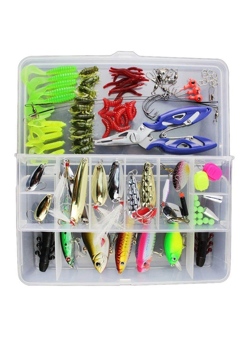 CMGTYYD 120 PCS Fishing Lures Mixed Including Spinners,VIB,Treble Hooks,Single Hooks,Swivels,Pliers and Tackle Box  - Image 1