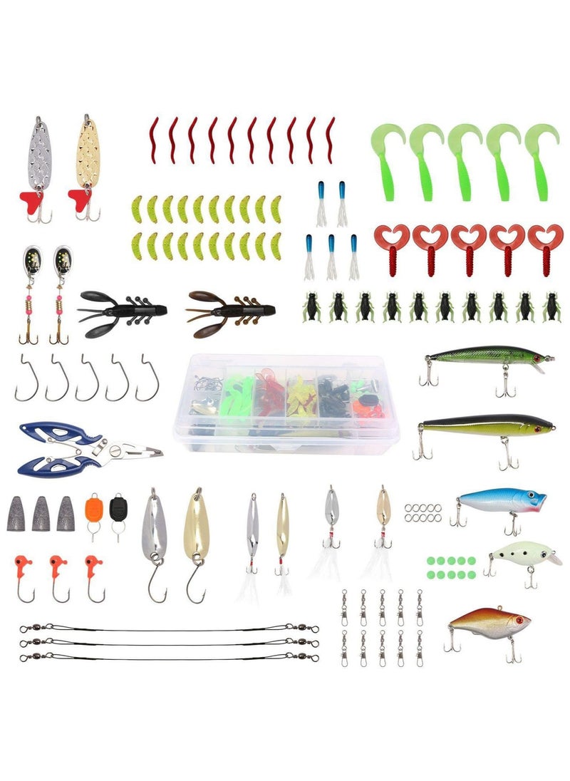CMGTYYD 120 PCS Fishing Lures Mixed Including Spinners,VIB,Treble Hooks,Single Hooks,Swivels,Pliers and Tackle Box  - Image 4
