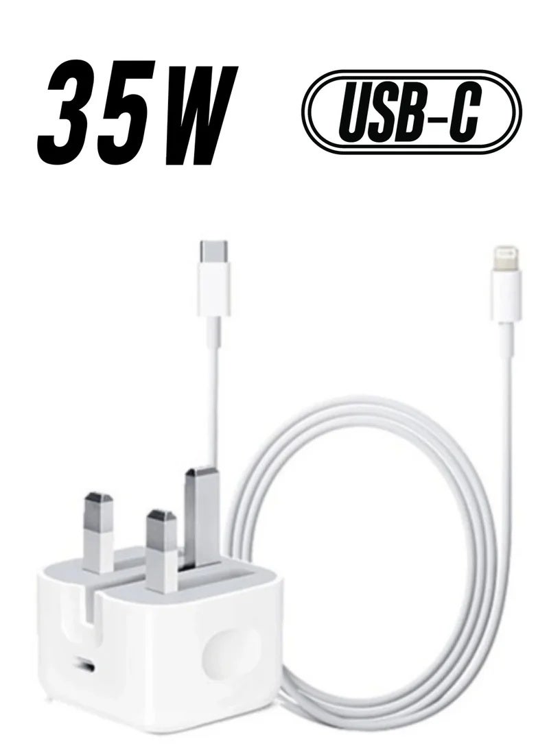 غولو iPhone 35W PD 3.0 USB C Wall Charger Plug with 1M iPhone Fast Charging Cable USB C Fast Charger Charging Cable and Plug, iPhone Fast Charger متوافق مع الهاتف 14 13 12 11 Pro Max Mini X XR Xs 8 - Image 1