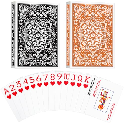Wkchxd Playing Cards Deck of Cards Poker Cards Jumbo Poker Size Large Print Playing Cards for Adults Seniors Card Games for Family Game Night Table Games Magic Casino Theme Party Black and Orange - Image 1