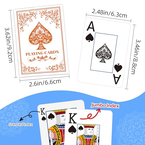 Wkchxd Playing Cards Deck of Cards Poker Cards Jumbo Poker Size Large Print Playing Cards for Adults Seniors Card Games for Family Game Night Table Games Magic Casino Theme Party Black and Orange - Image 5