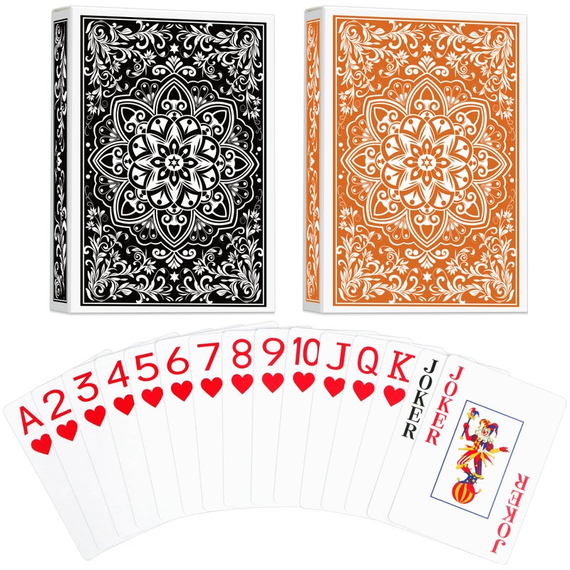 Wkchxd Playing Cards Deck of Cards Poker Cards Jumbo Poker Size Large Print Playing Cards for Adults Seniors Card Games for Family Game Night Table Games Magic Casino Theme Party Black and Orange - Image 3