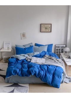 Single Size Bedsheet Set, Grey and Blue Color Look Elegant to Bedroom, Breathable Ultra Soft Comforter Cover Set 1 fitted sheet 120*200+25cm 1 duvet cover 160*210cm 2 pillowcases 75*50cm