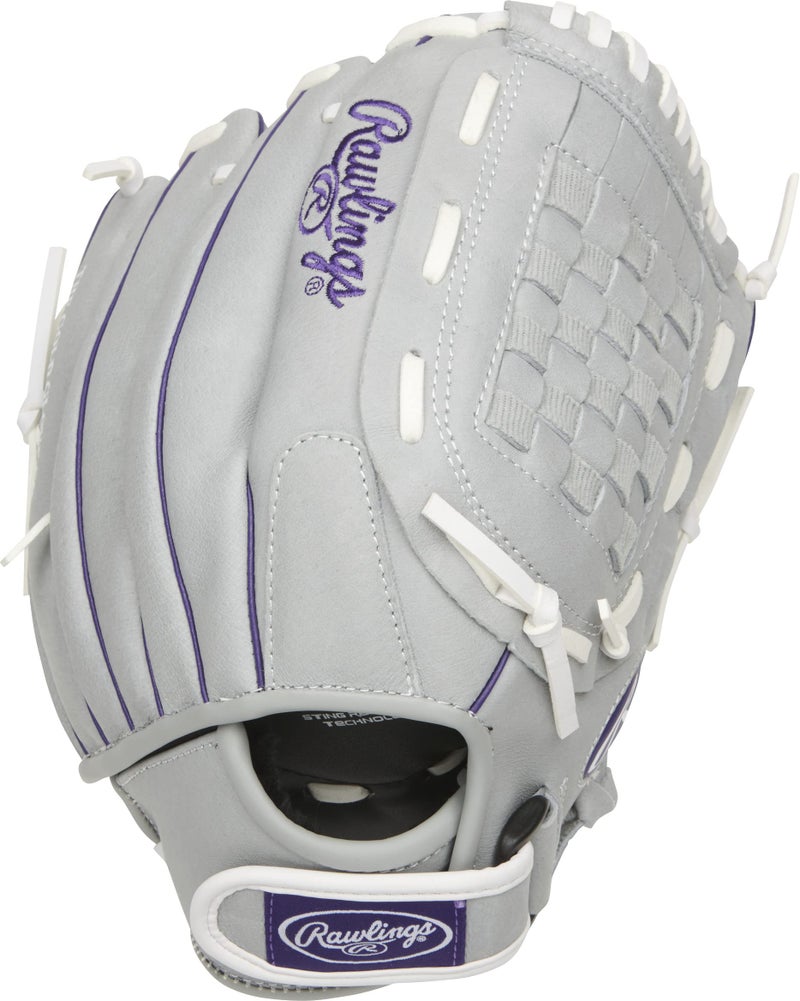 Rawlings راولينغز | سلسلة شور كات قفاز سوفتبول سريع | بنفسجي/رمادي/أبيض | RHT | 12'  - Image 4