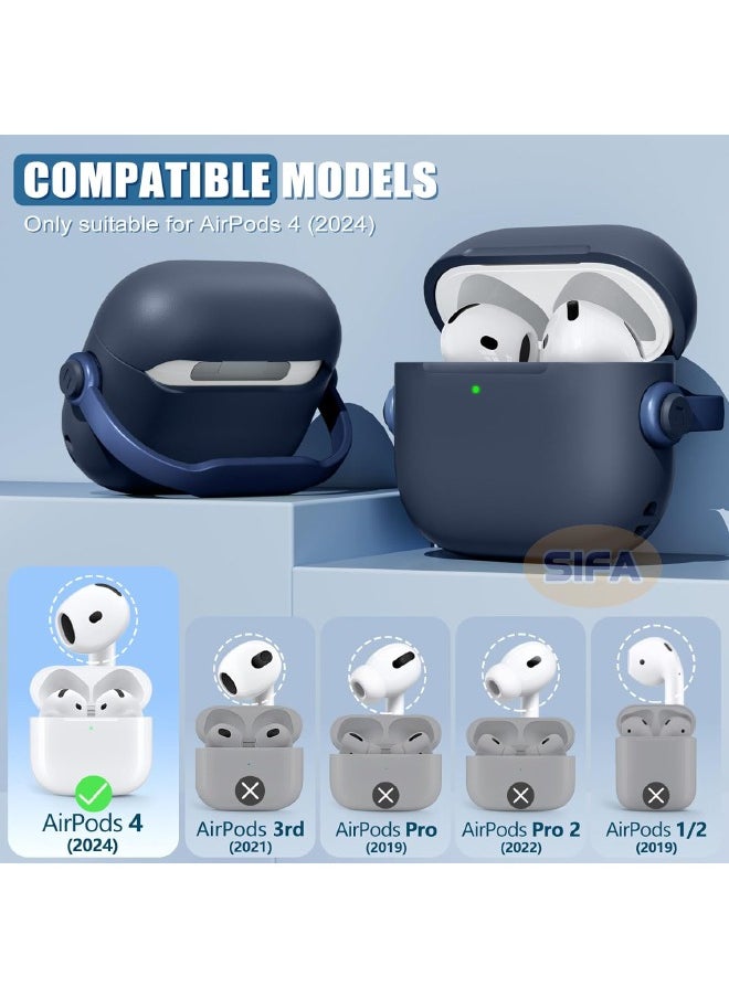 Generic - Airpods 4 Case, Airpods 4th Generation Case with Safety Lock, Airpods 4 Generation Protective Case with Cleaner Kit, Soft TPU Shockproof Cover with Keychain for Apple Airpods 4 2024 (Blue) - Image 1