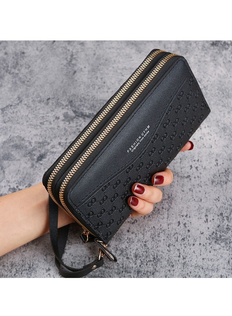 xozgdovg Purse Women's Purse Coin Purse Card Bag Stylish zipper clutch bag Black 