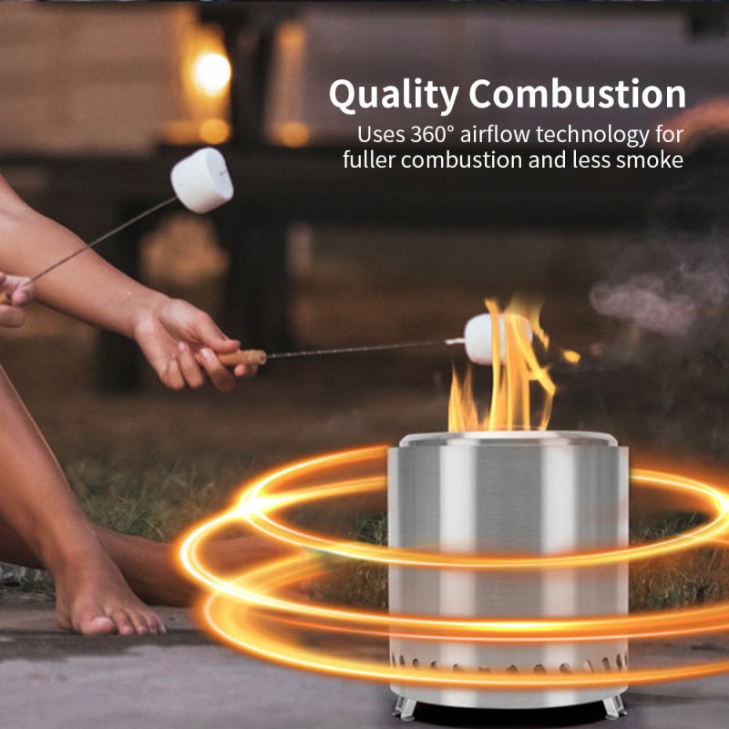 Smokeless Fire Pit: Silver High-Temperature Stainless Steel With 360° Airflow Secondary Combustion - Portable With Storage Bag Small Fire Pit For Outside Use - Image 5