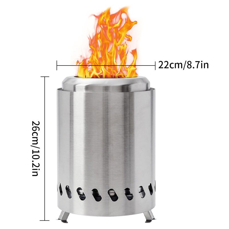 Smokeless Fire Pit: Silver High-Temperature Stainless Steel With 360° Airflow Secondary Combustion - Portable With Storage Bag Small Fire Pit For Outside Use - Image 3