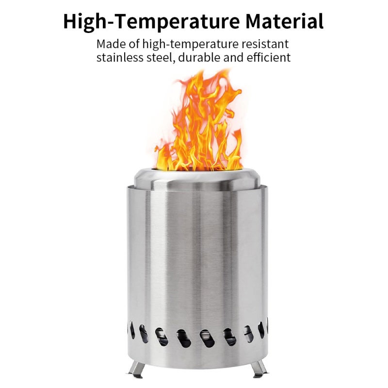 Smokeless Fire Pit: Silver High-Temperature Stainless Steel With 360° Airflow Secondary Combustion - Portable With Storage Bag Small Fire Pit For Outside Use - Image 2