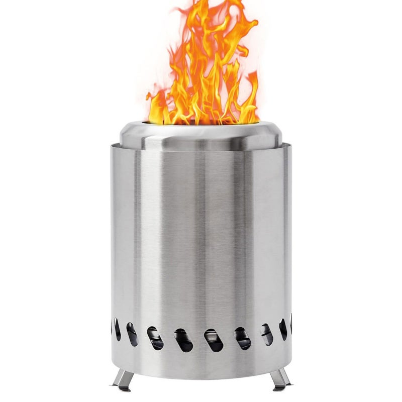 Smokeless Fire Pit: Silver High-Temperature Stainless Steel With 360° Airflow Secondary Combustion - Portable With Storage Bag Small Fire Pit For Outside Use - Image 1