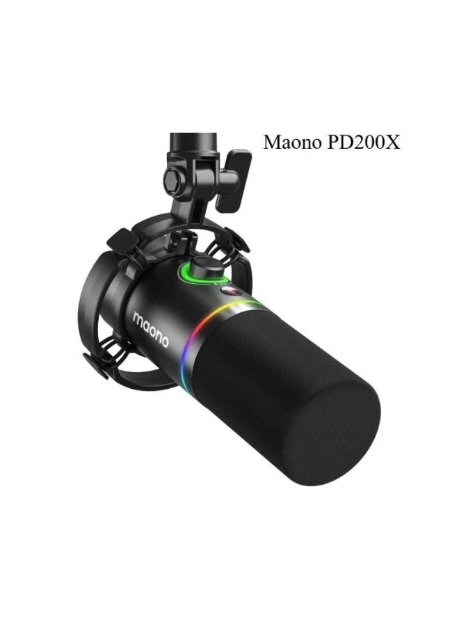 ماونو ميكروفون الألعاب الاحترافي الديناميكي RGB Maono Pd200x، معدات التسجيل، أسود - Image 1