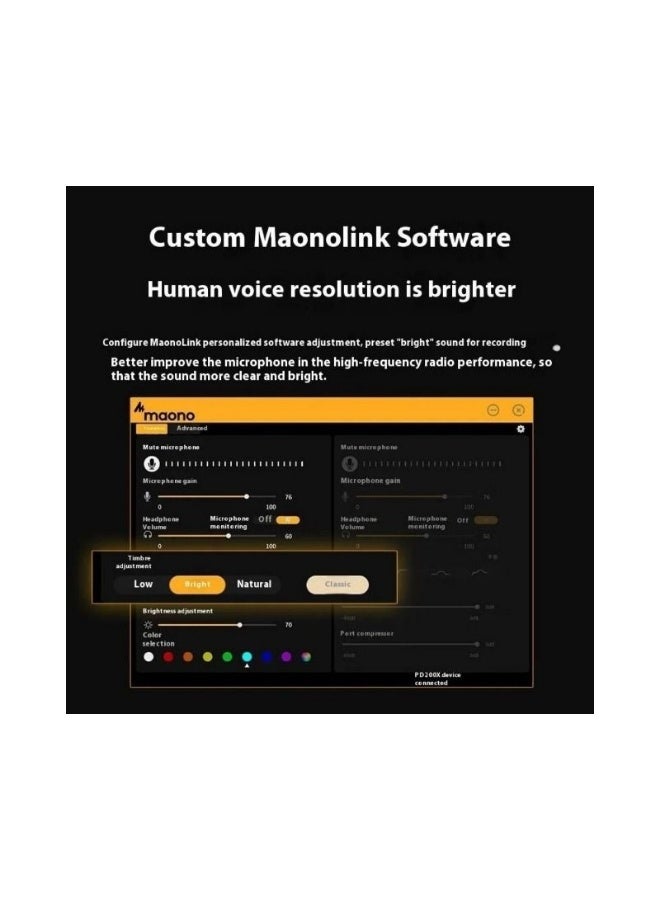 ماونو ميكروفون الألعاب الاحترافي الديناميكي RGB Maono Pd200x، معدات التسجيل، أسود - Image 4