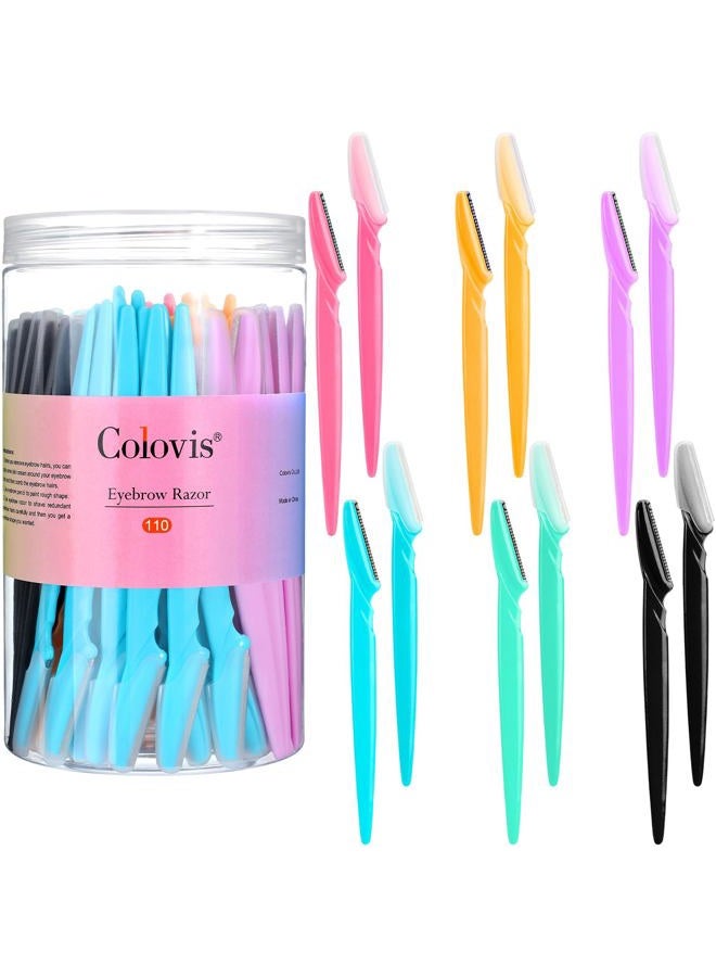 Colovis Eyebrow Razor for Women, 110 Dermaplaning Tool Face Shavers for Women Multipurpose Face Hair eyebrow Trimmer boby Hair Removal for Women and Men with Protective Cover, 6 Colors - Image 1