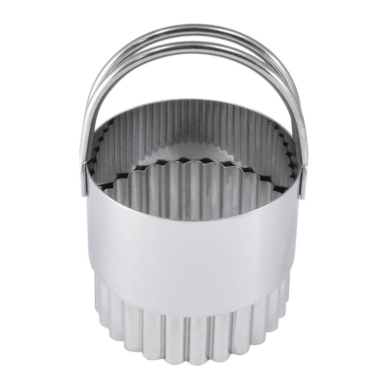 RM International Stainless Steel 2 Round Fluted Biscuit Cutter with Handle 1Piece