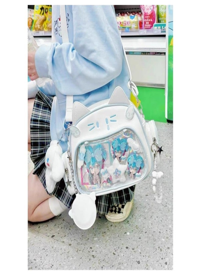 Vobomo Cute Cat Ita Bag Pin Display Backpack for School Preppy Backpack for Girls Y2k Aesthetic Single Shoulder Crossbody (White Bag) - Image 3