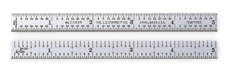 Starrett Starrett Full Flexible Steel Rule with Satin Chrome Finish Quick Reading and Inch Graduation  6 Length 3R Graduation Type 164 Thickness  C303R6 