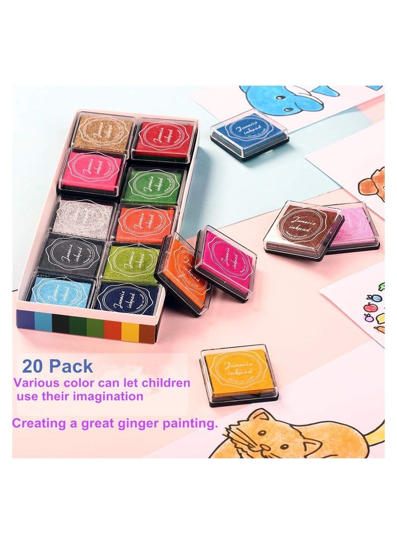 SYOSI Color Ink Pad Finger Washable Craft Ink Pad for Kids Non-Toxic 20 Color Craft Ink Pad for Stamps Paper Wood Fabric - Image 5
