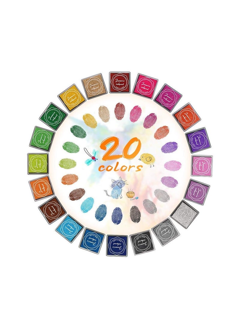 SYOSI Color Ink Pad Finger Washable Craft Ink Pad for Kids Non-Toxic 20 Color Craft Ink Pad for Stamps Paper Wood Fabric - Image 1
