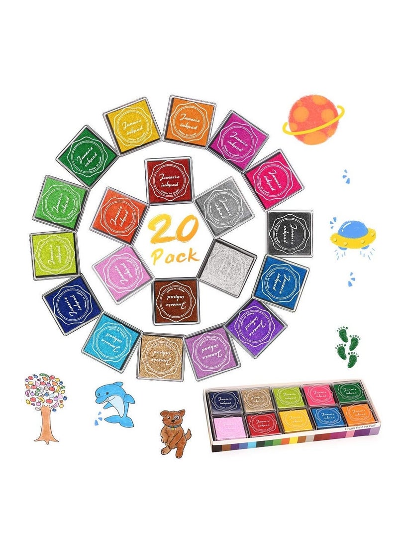 SYOSI Color Ink Pad Finger Washable Craft Ink Pad for Kids Non-Toxic 20 Color Craft Ink Pad for Stamps Paper Wood Fabric - Image 4