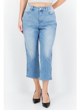 Women Regular Fit Straight Leg Ankle Denim Jeans, Blue
