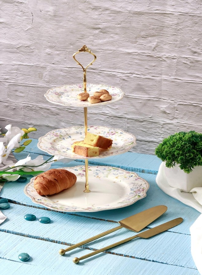 Vigneto Flower Bed Three Tier Dessert Stand, Cupcake Display and Cake Stand, Detachable Serving Dessert Tower | Finest Premium Porcelain - Image 2