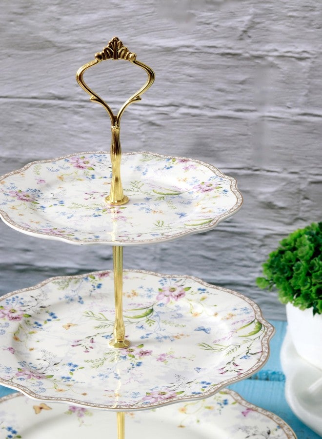 Vigneto Flower Bed Three Tier Dessert Stand, Cupcake Display and Cake Stand, Detachable Serving Dessert Tower | Finest Premium Porcelain - Image 5