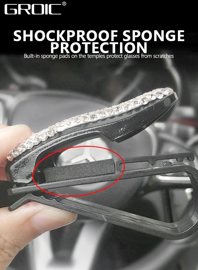 GROIC 2PCS Car Glasses Organizer,Bling Sunglass Holder for Visor,Glasses Clip Hanger, Eyewear Mount Clip,Fashion Interior Accessories - Image 4