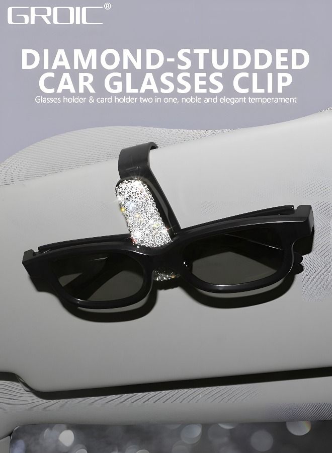 GROIC 2PCS Car Glasses Organizer,Bling Sunglass Holder for Visor,Glasses Clip Hanger, Eyewear Mount Clip,Fashion Interior Accessories - Image 2