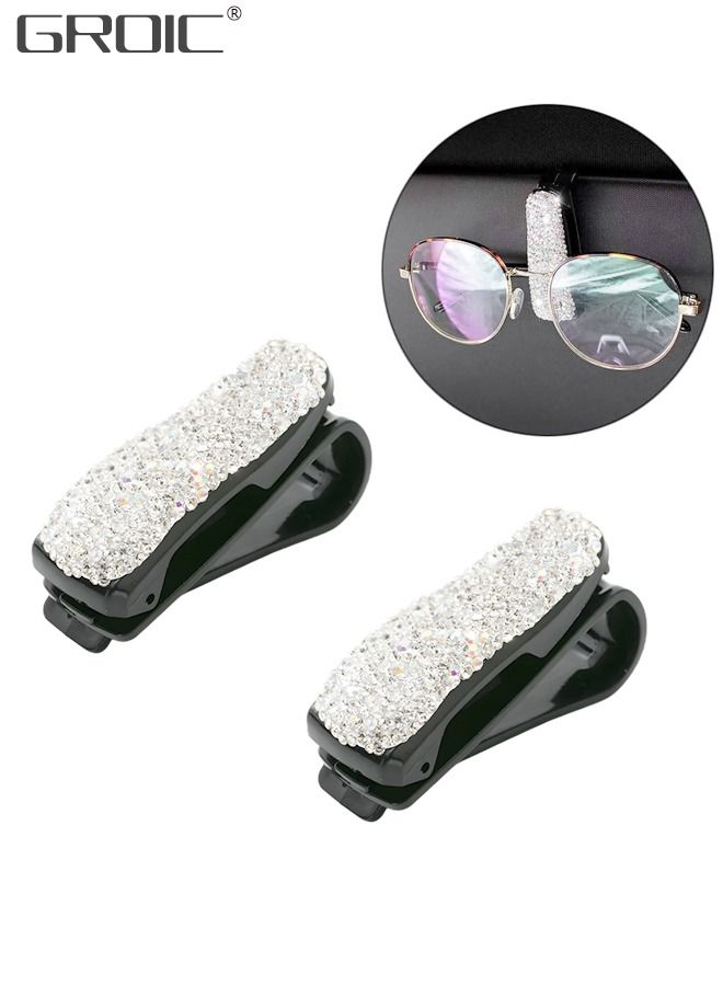 GROIC 2PCS Car Glasses Organizer,Bling Sunglass Holder for Visor,Glasses Clip Hanger, Eyewear Mount Clip,Fashion Interior Accessories - Image 1