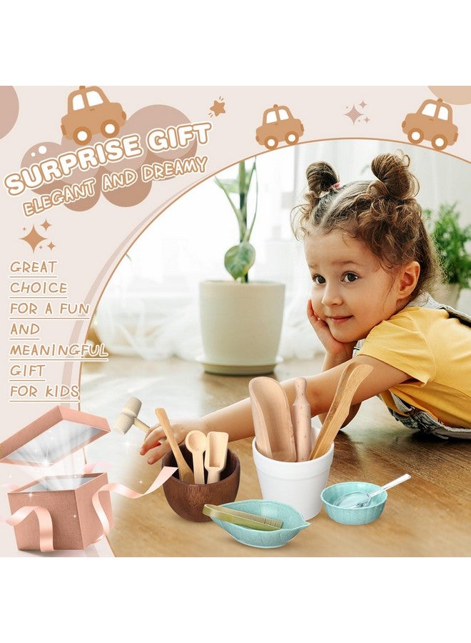 Tiangrid 14pcs Sensory Bin Tool Sensory Tools for Boys and Girls Fine Motor Skill Toys Wooden Tong Spoons Bowls Plate Hammer Magnifying Glass and Rolling Pin for Transfer Work and Fine Motor Learning - Image 5