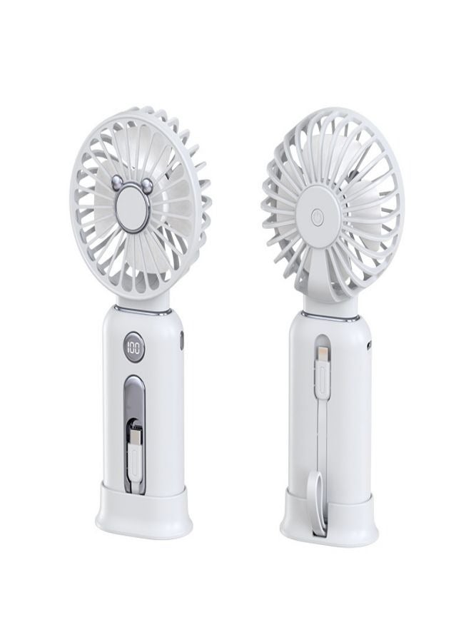 TEKUN 2 in 1 Separated design 10000mA Portable Fan Small fan Table fan Desk fan Mini fan Power Bank with 2 built-in Cable - Image 5