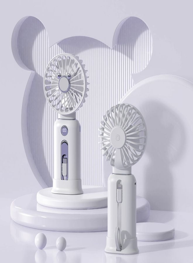 TEKUN 2 in 1 Separated design 10000mA Portable Fan Small fan Table fan Desk fan Mini fan Power Bank with 2 built-in Cable - Image 4