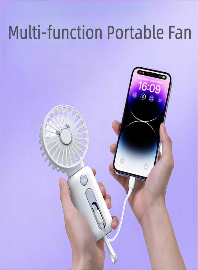 TEKUN 2 in 1 Separated design 10000mA Portable Fan Small fan Table fan Desk fan Mini fan Power Bank with 2 built-in Cable - Image 2