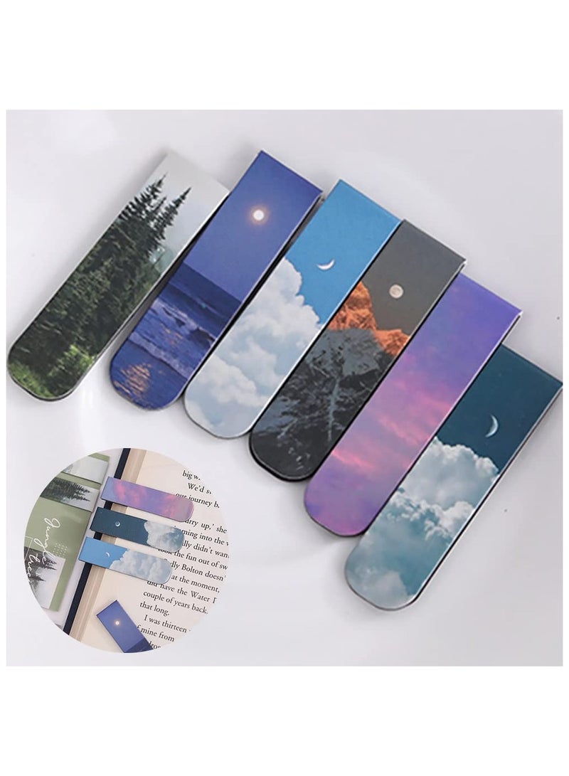Harse Magnetic Bookmarks, 12pcs Magnet Page Markers Landscape Pattern Assorted Page Clips Book Markers for Students Teachers Book Lovers Book Club Library - Image 1